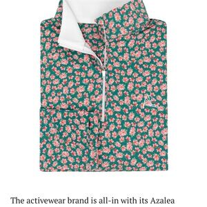 Rhoback Green and Pink Floral “Azalea” collection Quarter-Zip